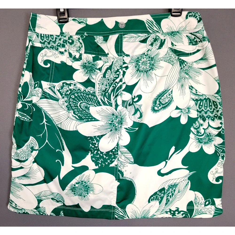 Talbots Skirt Womens 10 Floral Print Zip Pockets Lightweight Golf Outdoor Casual